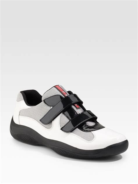 men prada white sneakers|prada men's slip on sneakers.